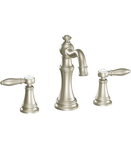 Moen TS44102BG Colinet Zwei-Weitwinkel-Wasserhahn Mit Hebelgriffen - Gebürstetes Gold Finish Für Badezimmer, Ventil Separat Erforderlich