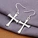 Elegant Fashion Jewelry 925 Silver Plated Stud Dangle Earings Eardrop Special Big Cross