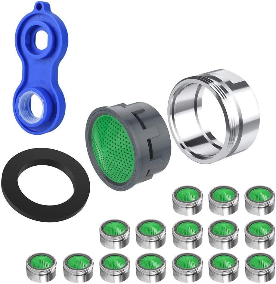 BUZIFU 15 Pcs Aerator Water Faucet Tap Aerators Replacement M23.5 Water Saving Aerator Tap with Chrome ABS Filter Faucet Aerator for Kitchen and Bathroom