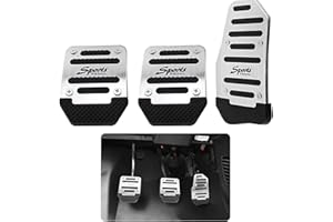 GKmow Pack-3 Car Non-Slip Aluminum Alloy Pedal Pads, Anti-rubbing Manual/Automatic Gearbox Gas Pedal Brake Pedal Cover, Universal Car Clutch Pedal Replacement Kits (Silver)