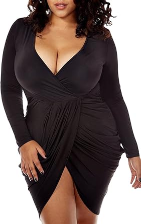 deep v neck plus size dress