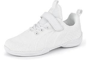 Tongzone Cheer Shoes Youth Girls Cheerleading White Dance Shoes Breathable Competition Walking Training Athletic Tennis Shoes