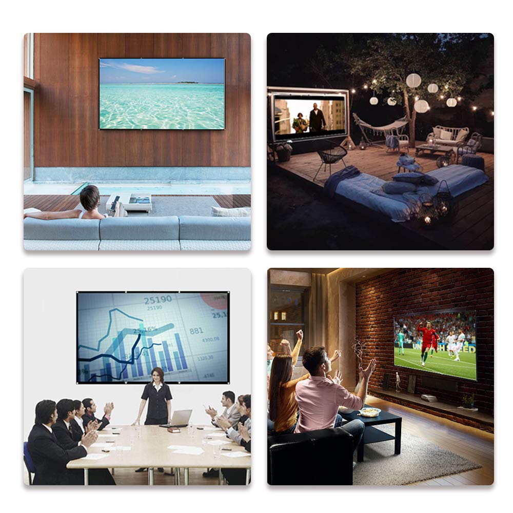 CEVINT Projector Screen, 120 Inch 16:9 HD Foldable Anti-Crease Outdoor Movie Screen for Home Cinema Theater Party Office Support Double Sided Projection