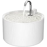 Voluas Ceramic Cat Water Fountain: 2.2L/74oz Cat Fountains for Drinking, Automatic Pet Water Dispenser with Ultra-Quiet Pump and Replacement Filter, Kitty Watering Supplies Indoor Easy Clean BPA-Free