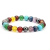 RIYAURA Seven Chakra Healing Bracelet – 8mm Natural Gemstone Beads, Stretch Elastic Bracelet for Women & Men