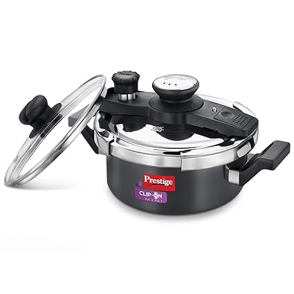 Prestige Clip-on Mini Hard Anodised Aluminium Pressure Cooker, 2 litres, Black