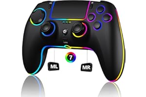 SZDILONG Wireless Controller with 7 Colors RGB Light for P-S5 Pro/Slim,MAC,iOS,Steam,PC Windows/Android 10 and Above,Support Turbo/Programmable/Microphone/Dual Vibration, with 3.5mm Audio Jack, Black