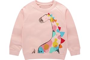 PURKARTT Toddler Girls Sweatshirts Long Sleeve Tops Kids Pullover Dinosaur Unicorn Print Shirt 2-7T