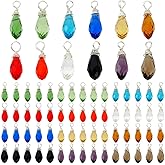 PH PandaHall 72pcs Faceted Teardrop Charms, 12 Colors Transparent Glass Crystal Pendants Wire Wrapped Glass Charms Jewelry Accessories for Necklace Earring Bracelet Jewelry Craft Making