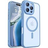 CANSHN Magnetic Compatible with iPhone 16 Pro Case, Upgraded [Full Camera Protection] [Compatible with Magsafe] [Translucent Matte] Shockproof Protective Phone Case Cover 6.3 Inch - Light Blue