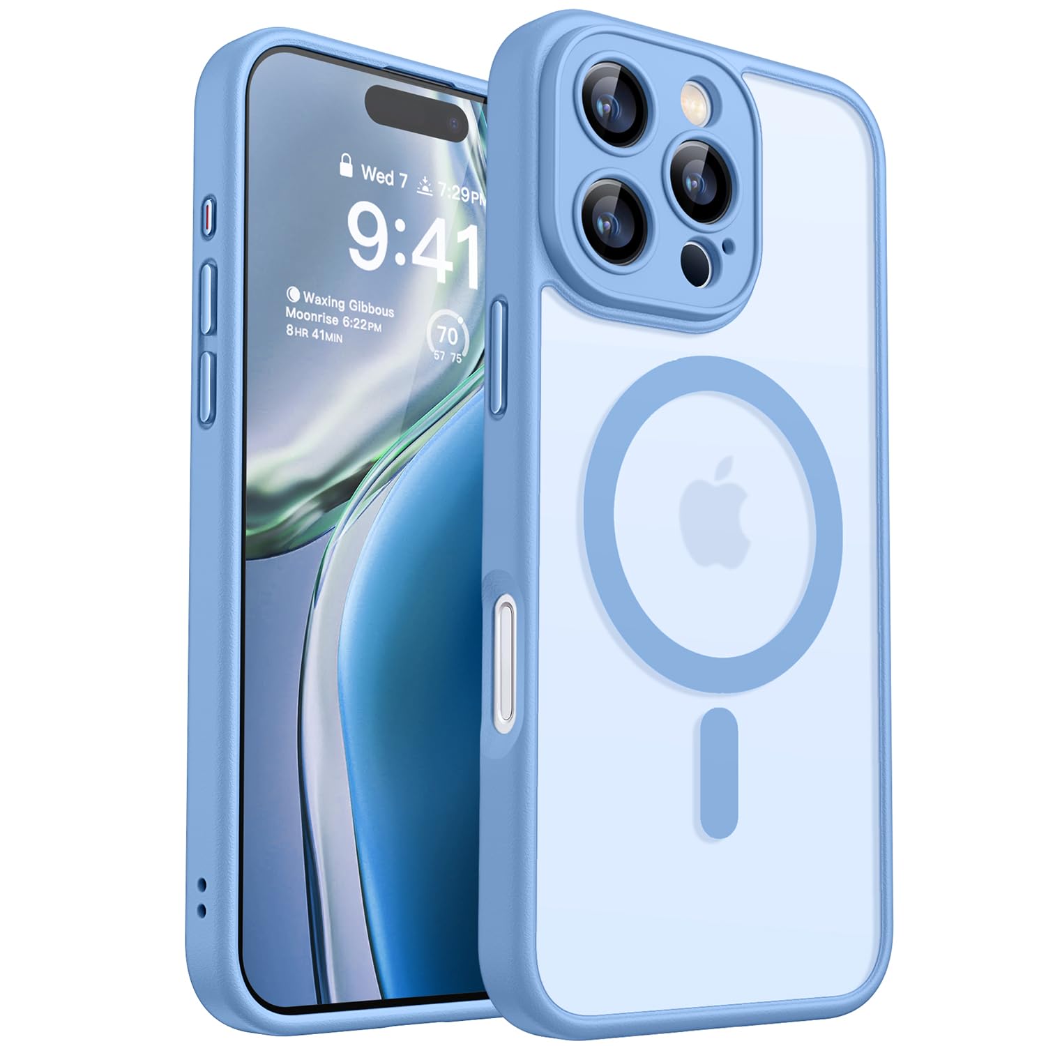 CANSHN Magnetic for iPhone 16 Pro Max Case, Upgraded [Full Camera Protection] [Compatible with Magsafe] [Translucent Matte] Shockproof Protective Phone Case for iPhone 16 Pro Max 6.9" - Light Blue