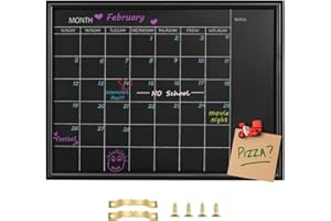 TORASO Calendar Chalkboard, Small Magnetic Surface Black Wood Frame Chalk Board for Planning/School Timetable/Memo,12 x 16 inches, Hanging Board for Office, School and Home(YLHB-BK-3040)