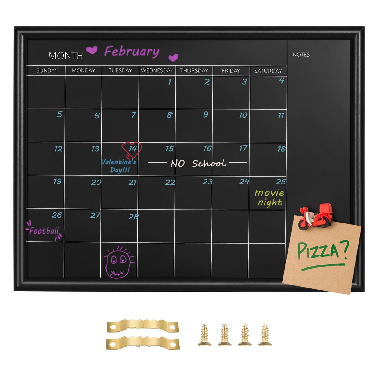 Photo 1 of *MINOR DAMAGE - USED*
TORASO Calendar Chalkboard,Small Magnetic Surface Black Wood Frame Chalk Board for Planning,10.6 x 14.6 inches,School Timetable Memo, Hanging Board for Office, School and Home(YLHB-BK-2737)