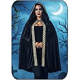 GORAIS Black Velvet Hooded Cloak Short Cape Halloween Cosplay Costume Cloaks for Women