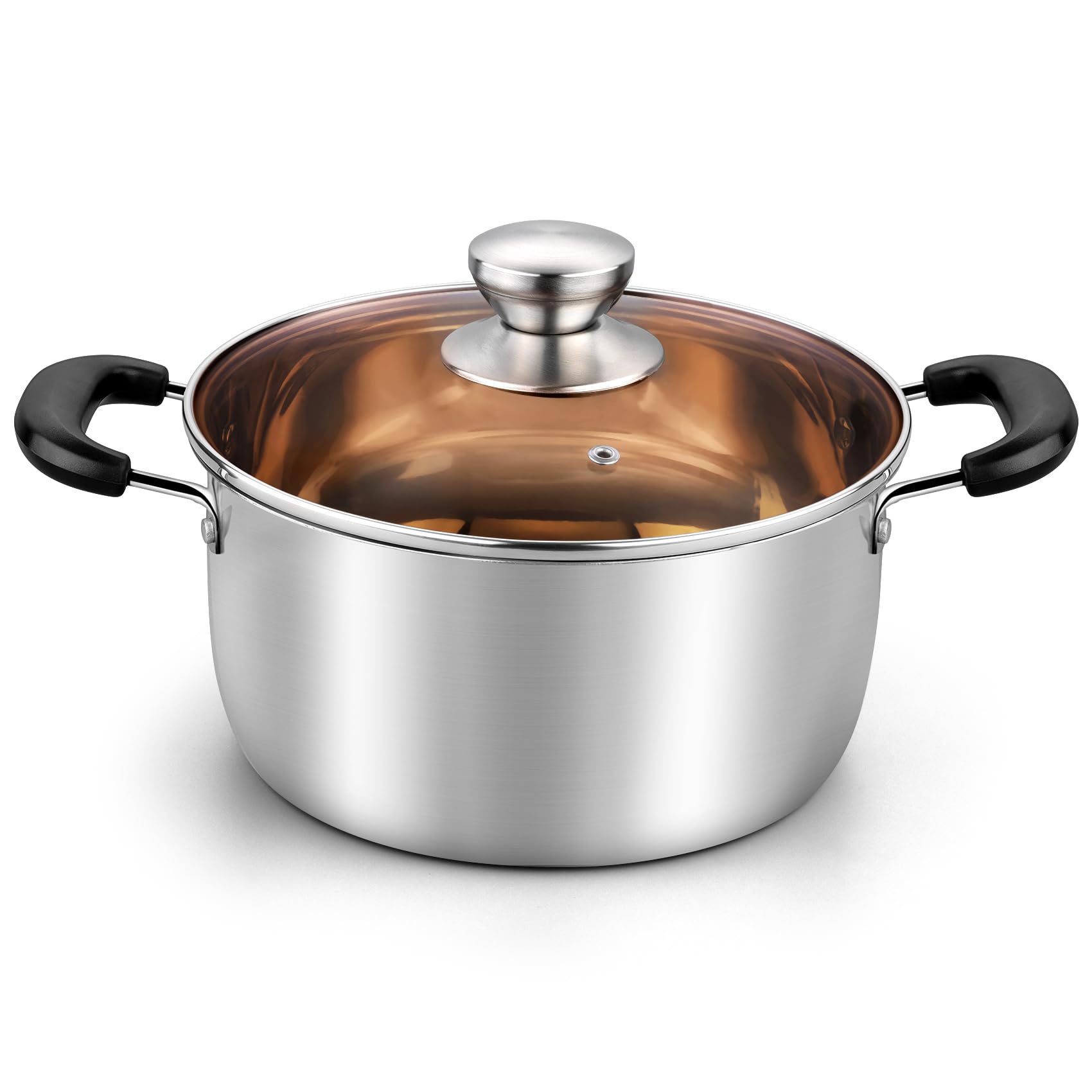 Photo 1 of TeamFar Stock Pot 4qt, Stainless Steel Stock Soup Pasta Pot with Lid, Double Heatproof Handles, Non Toxic & Healthy, Easy Clean & Dishwasher Safe