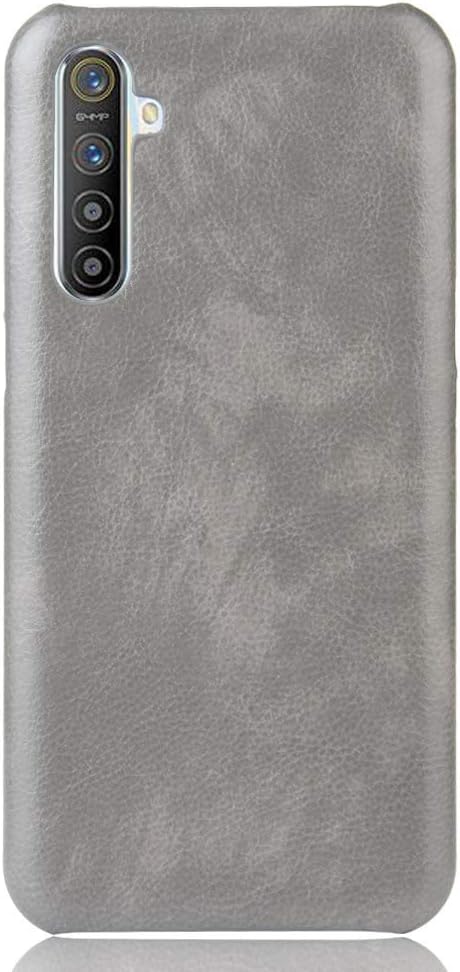 INSOLKIDON Compatible with Oppo Realme X2 Case PC Hard Back Cover Phone Protective Shell Protection Non-Slip Scratchproof Protective case Leather Hard Shell (Gray)
