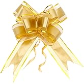 Uintoon 12Pcs Gold Bows for Gift Wrapping Christmas Gift Bows Gold Ribbon Bows Gift Bows for Christmas Wedding Party Birthdays Holidays Decoration Gift Bows Gift Wrapping Bows