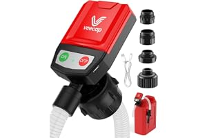 Upgraded Electric Fuel Transfer Pump with Smart Auto-Stop, 3.8↑ GPM Gas Can Pump with 51" Hose, 4 Adapters & Leak Guard, Batt