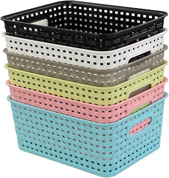 6 Stück Graue Plastik-Körbe – 31,4 X 13,1 X 9,2 Cm, Aus PP, Für Küche, Bad & Aufbewahrung