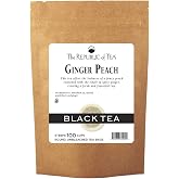 The Republic of Tea Ginger Peach Super Refill Black Tea, 100 Count | Naturally Caffeinated. Made for morning or afternoon . Brisk and full-bodied with notes of ripe fruit and warming spice.