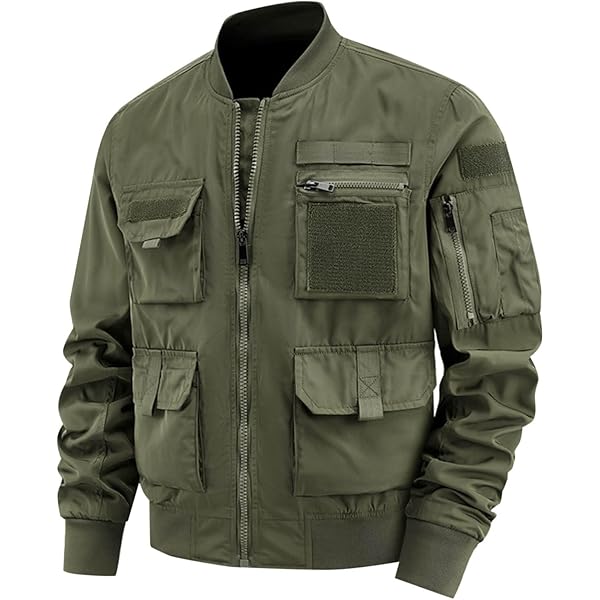 Finelylove Mens Military Tactical Jacket Lightweight Cargo