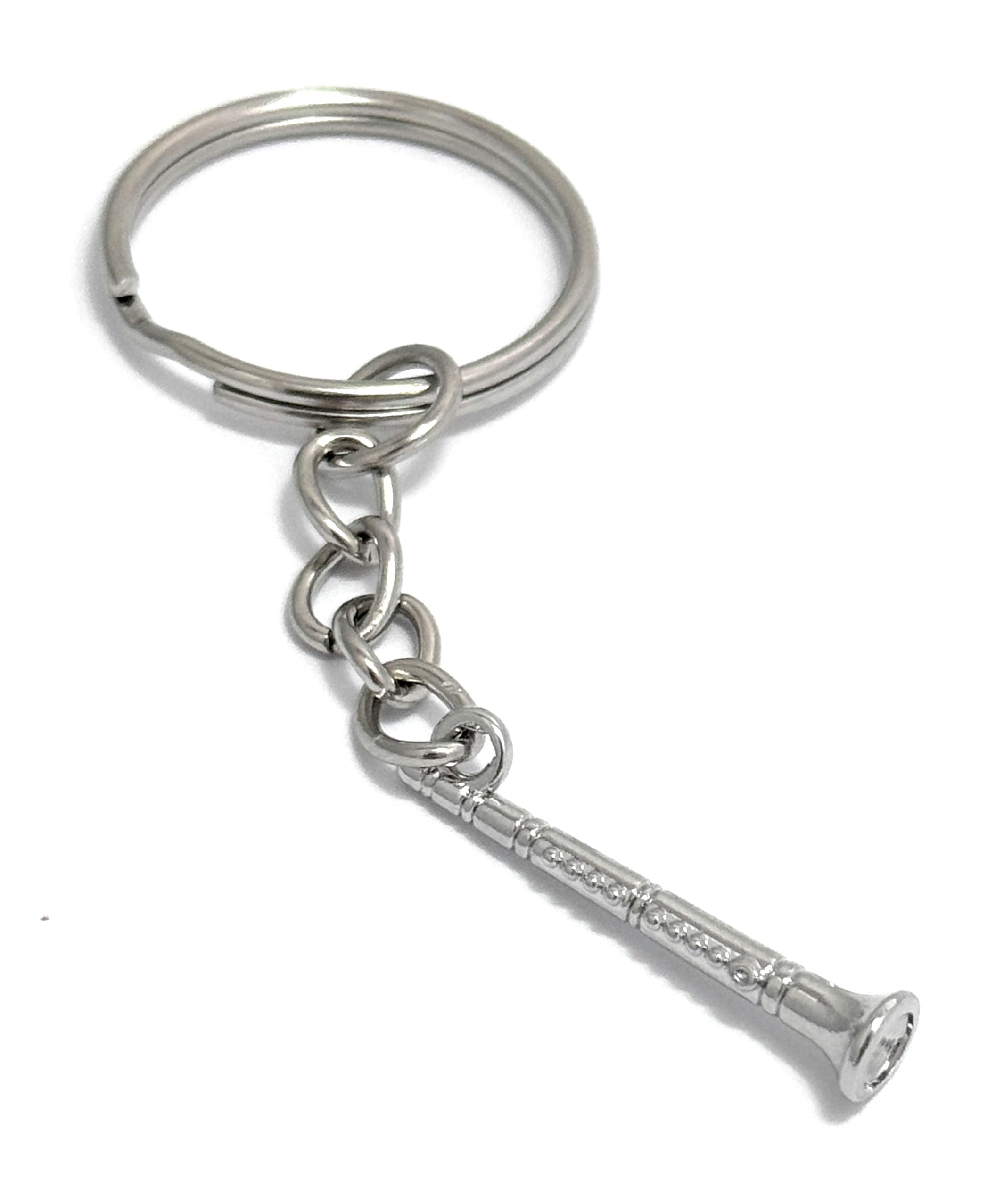 FizzyButton Gifts Clarinet Oboe Charm Keyring Key Ring with Silver Tone Keychain