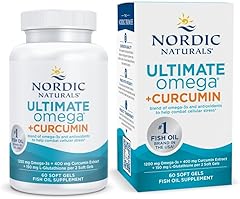 Nordic Naturals Omega Curcumin, Lemon - 60 Soft Gels - 1200 mg Omega-3 + 400 mg Optimized Curcumin - Combats Cellular Stress 