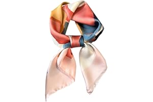 kcctoo 27.5" Mulberry Silk Feeling Head Scarf Women's Fashion Square Neck Satin Scarfs for Bag Hair Scarves Gift