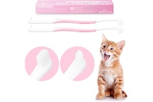 Gluckelk 2 Pcs Dual-Sided Cat Toothbrush with Micro Brush Head, Ultra Soft Nano Bristles Pet Toothbrush Kit, Kitten/Puppy Toothbrushes, Fit into Cats/Small Dogs Mouth, Avoid Bleeding Gums