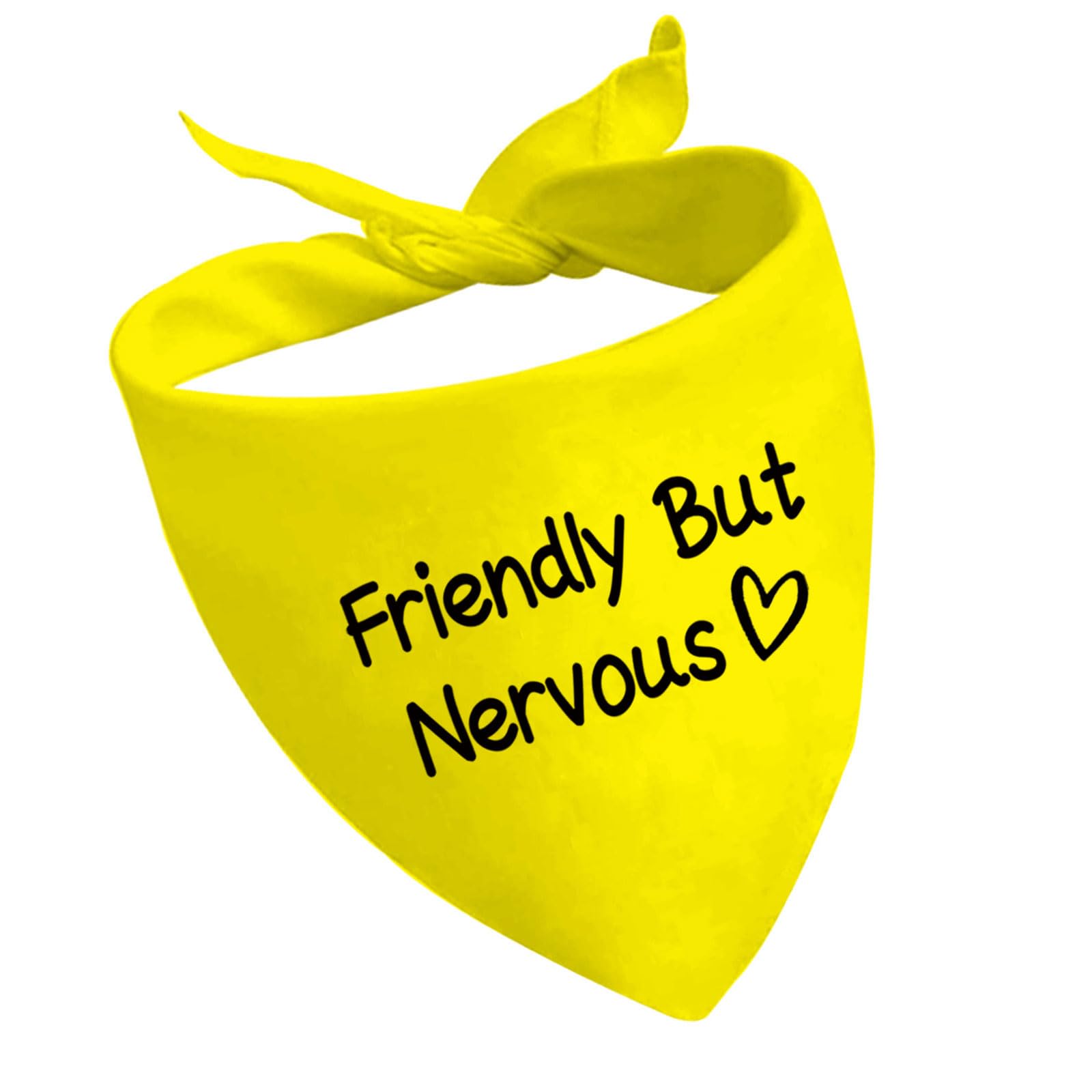 1 Piece Friendly But Nervous Dog Bandana Nervous Anxious Dog Bandana Nervous Dog Gear (Friendly But Nervous D2)