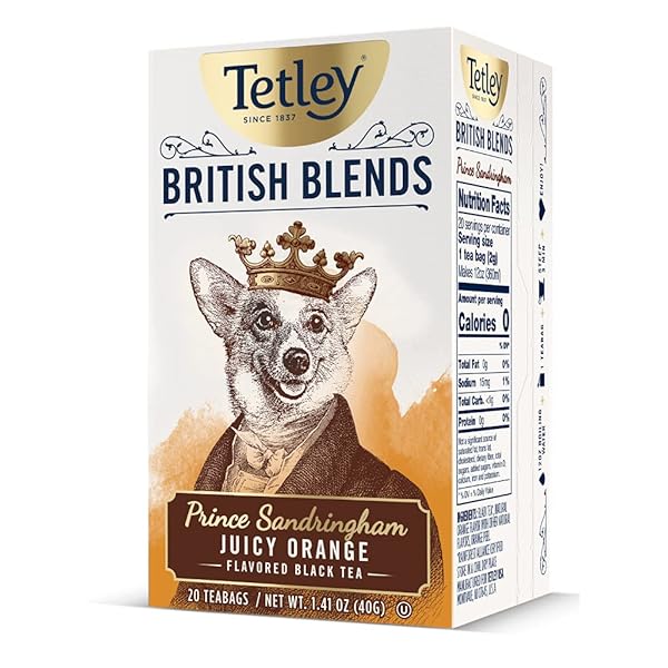 TETLEY BRITISH BLENDS, PRINCE SANDRINGHAM, JUICY ORANGE BLACK TEA, 20 TEA BAGS