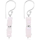 Rainbow Moonstone Earrings, Natural Gemstone Heishi Beads Earring, Christmas Gift, Chakra Energy Healing Crystals Jewelry for Women, Teen Girl in Silver Plated (rainbow moonstone)