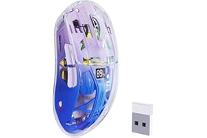 FREEWOLF A2 Transparent Wireless Gaming Mouse,Dual Mode BT 5.0/2.4G PC Gaming Mice,PixArt 3212 5 Adjustable DPI,Rechargeable 