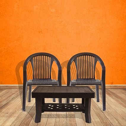 Italica Furniture - Armchair and Table Combo - Indoor and Outdoor Furniture Set (9201 & 9503, Brown, Set of 2 Chairs)