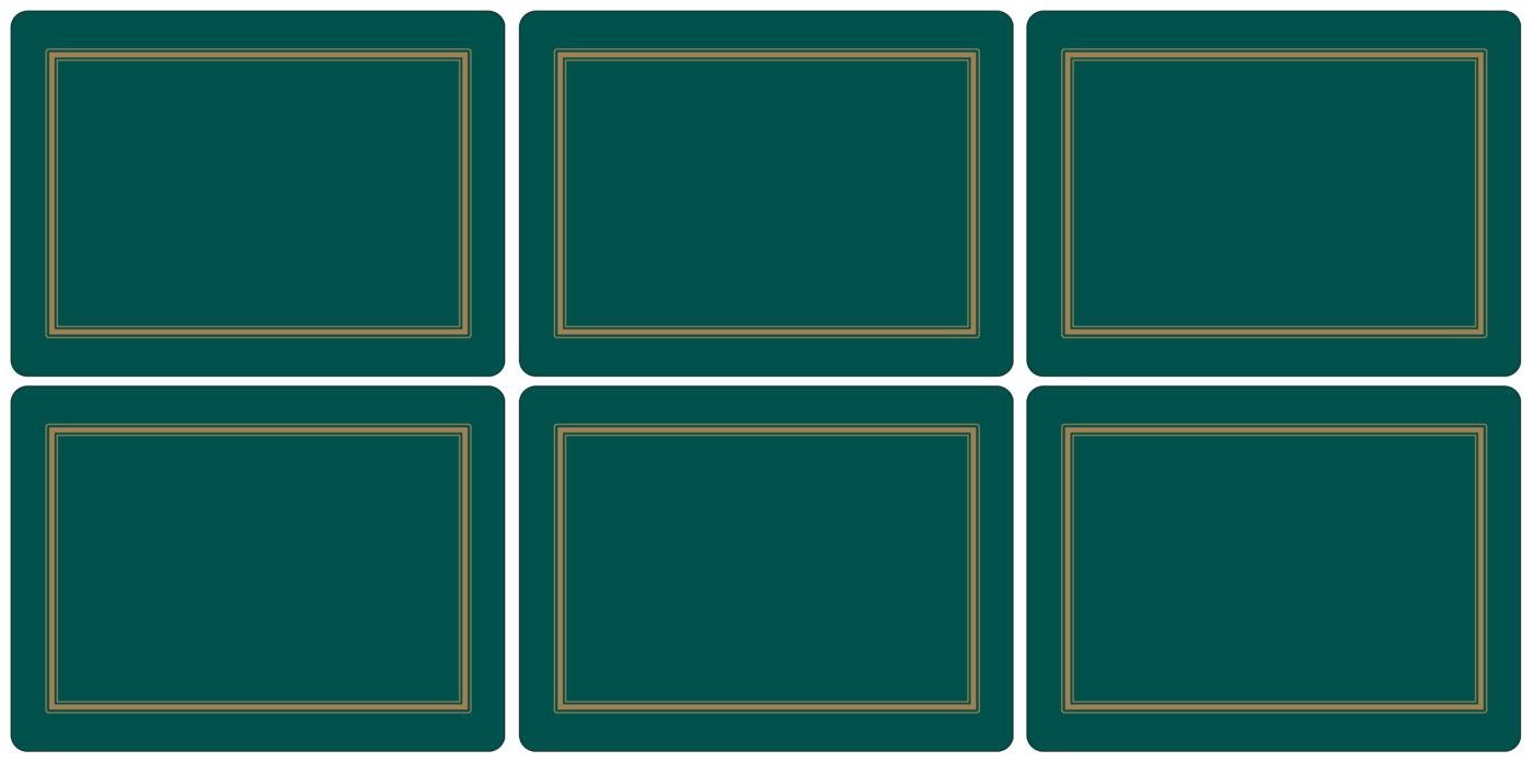Pimpernel Set of 6 Classic Emerald Placemats - Cork-Backed Table Mats with Heat Resistance and Stain Protection, Suitable for Everyday Dining and Entertaining, 30.5 x 23cm