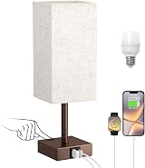 Aooshine Bedside Lamp Touch Control with USB A+C Ports 3 Way Dimmable