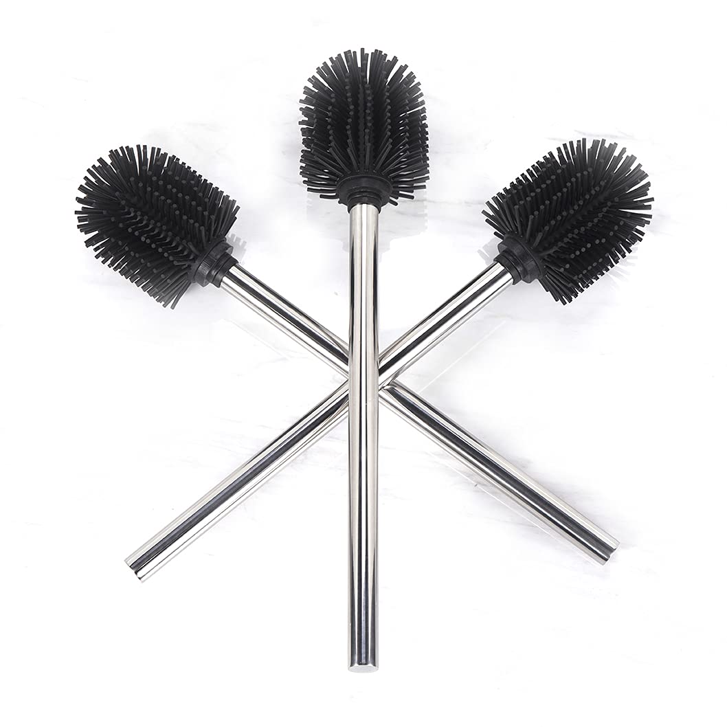VINN DUNN Toilet Brush Set with Silicone Heads 3PK (ChromeHandle 3pk)
