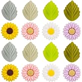 16pcs Silicone Knitting Needle Stoppers, Daisy Leaves Knitting Needles Toppers Point Protector Covers Colorful Knitting Needl