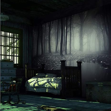 Amazon Lcymt カスタム写真の壁紙3dステレオ神秘的な森ホラールーム脱出お化け屋敷背景の装飾不織布壁画壁紙 350x250cm 壁紙