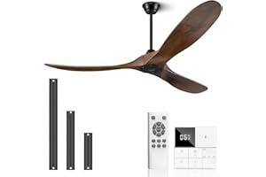ELIORA Ceiling Fan without Lights 72 Inch Large Ceiling Fan, Outdoor Ceiling Fan No Lights with Wall and Remote Control, 3 Blade Solid Wood Indoor Outdoor Ceiling Fans for Patios ETL Listed-Deep Walnut
