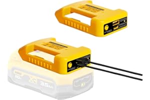 HOYOA 2 Pack USB Charger Adapter Compatible with Dewalt 20V Battery, Battery Holder with USB-C Charging & USB-A Port, Power C