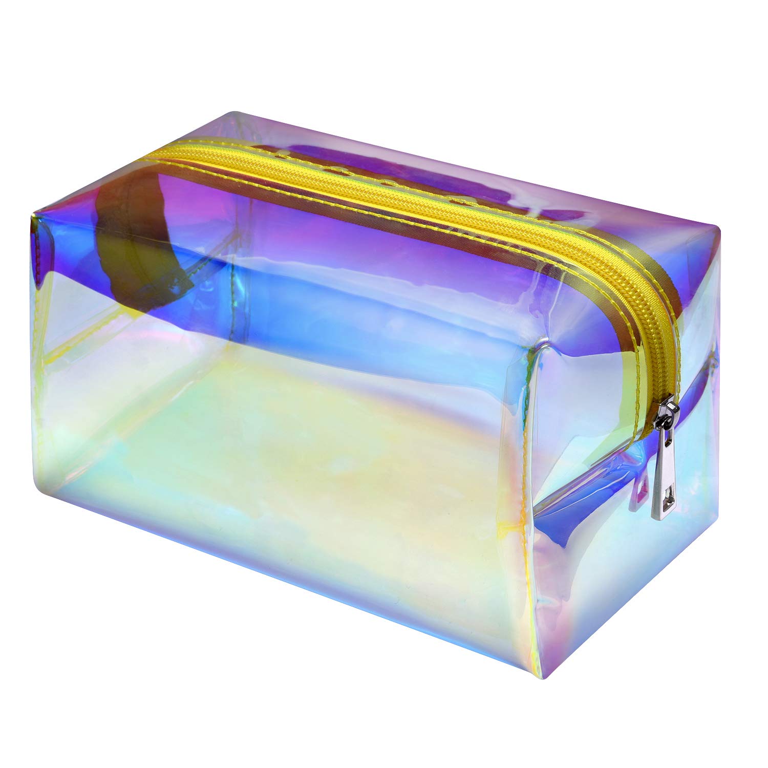 Cosmetic Bag, F-color Holographic Travel Makeup Bag Large Capacity Toiletry Bag for Women, Gold