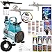 3 Master Airbrush Professional Acrylic Paint Airbrushing System Kit with Powerful Cool Running Air Compressor - 6 U.S. Art Supply Primary Opaque Paint Colors Set - Gravity and Siphon Feed Airbrushes