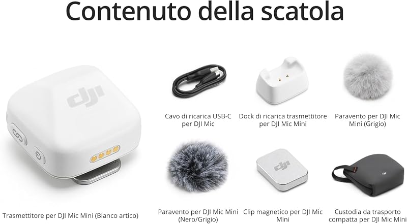 Trasm Mic Mini (Bianco artico), leggerissimo, audio di alta qualità