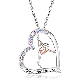 JZCOLOR Gymnastics Pendant Necklace for Women: 925 Sterling Silver Gymnastics Gifts for Gymnast Heart Necklace for Women Fashion Birthday Gymnastic Jewelry Gift for Daughter