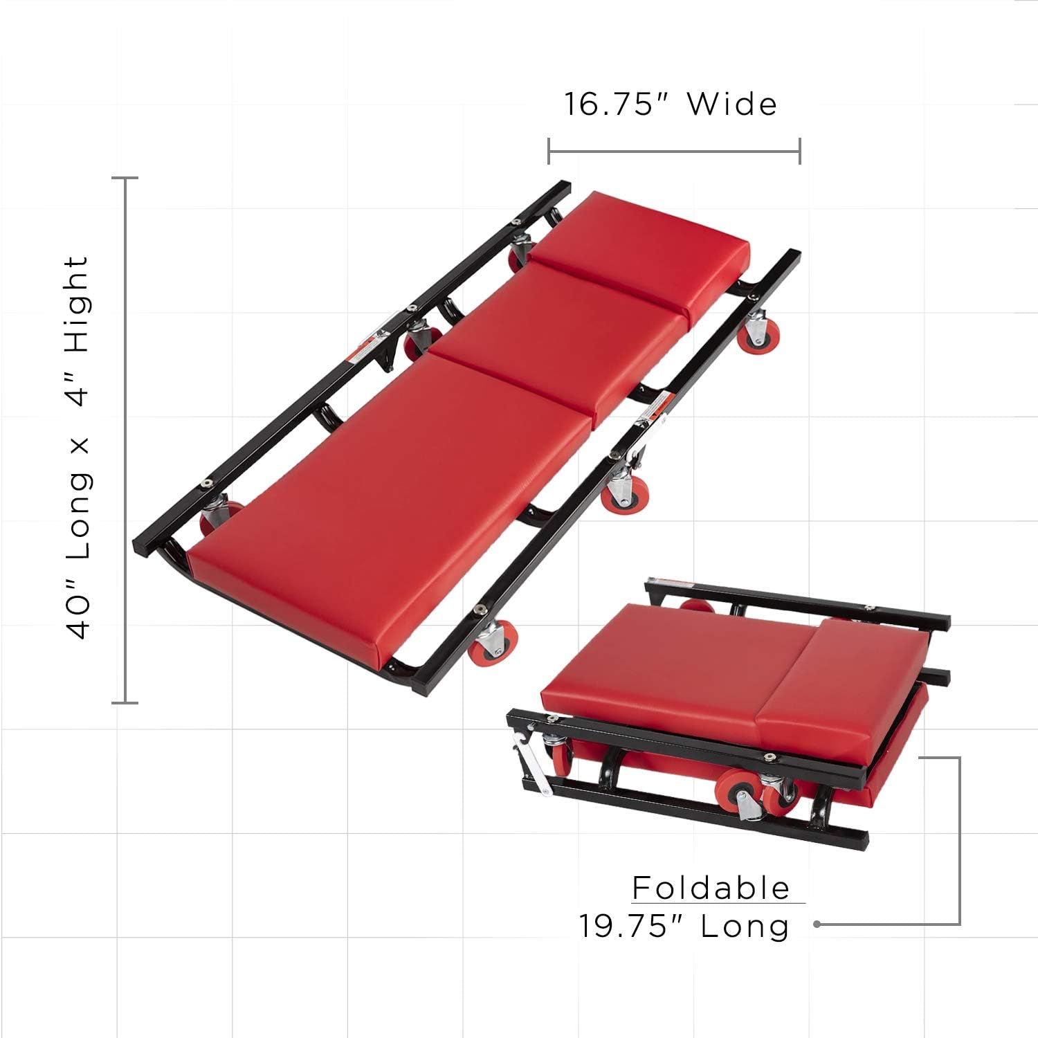 Mechanic Creeper Car Shop Creepers - Garage Automotive Accessories Best for Auto Floor Low Profile 40" Crawler Roller Mechanics Tools & Equipment Foldable Scooter Board Flat Mat Stool Chair Seat Cart: Home Audio & Theater