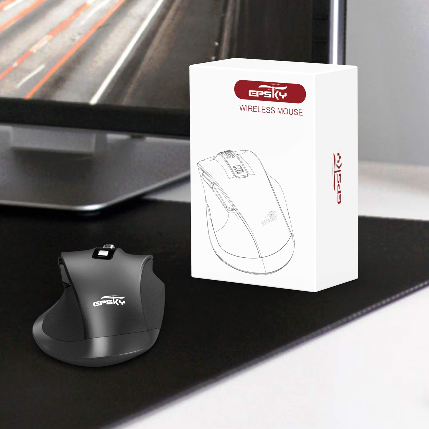 EPSKY 5 Adjustable DPI Levels, 6 Buttons 2.4G Wireless Mouse Portable Mobile Optical Mouse with USB Receiver, Orange