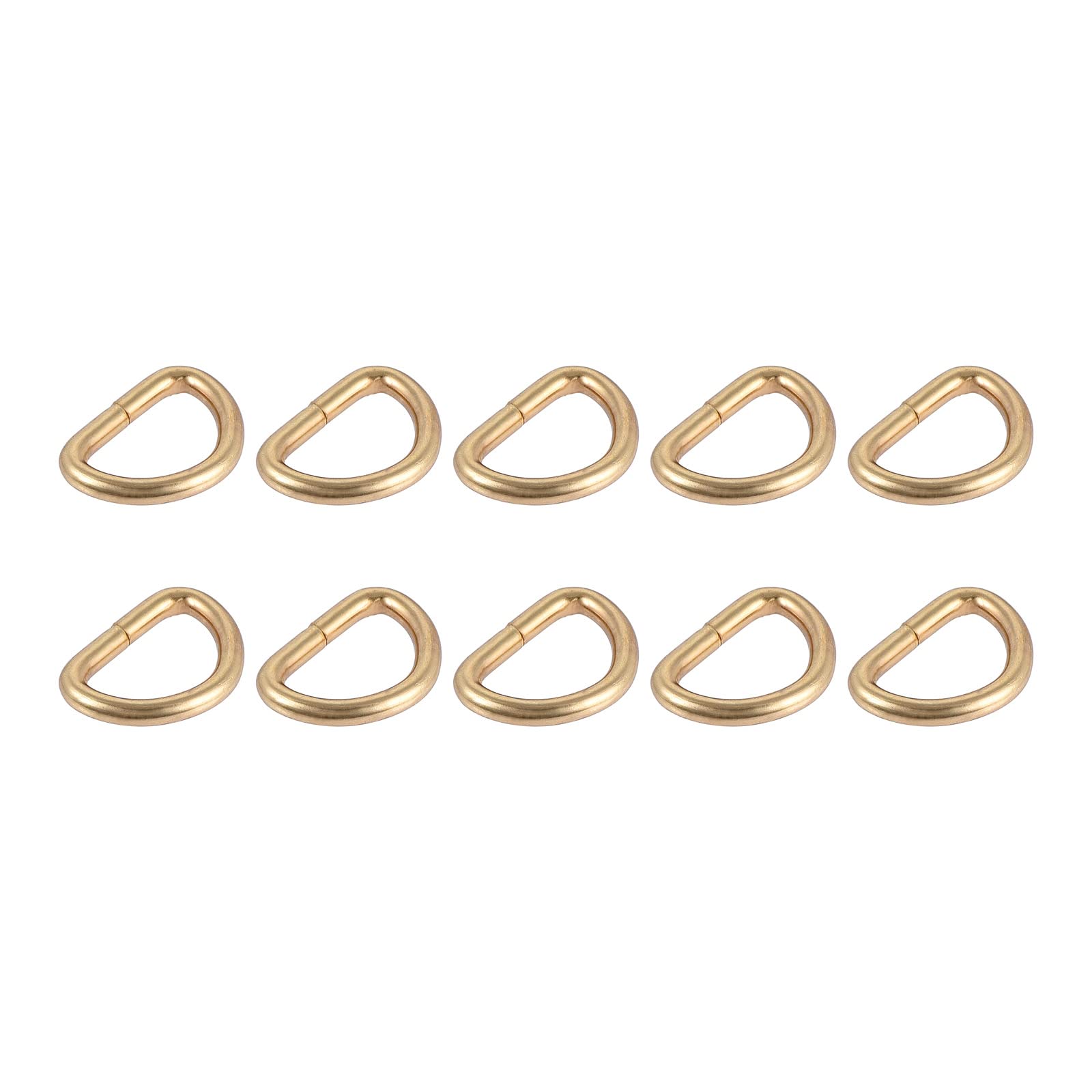 METALLIXITY Metal D Rings 50pcs (10mm), Non-welded D-shaped Ring Buckles for Hardware DIY Keychains Card Holders Purse, Gold Tone