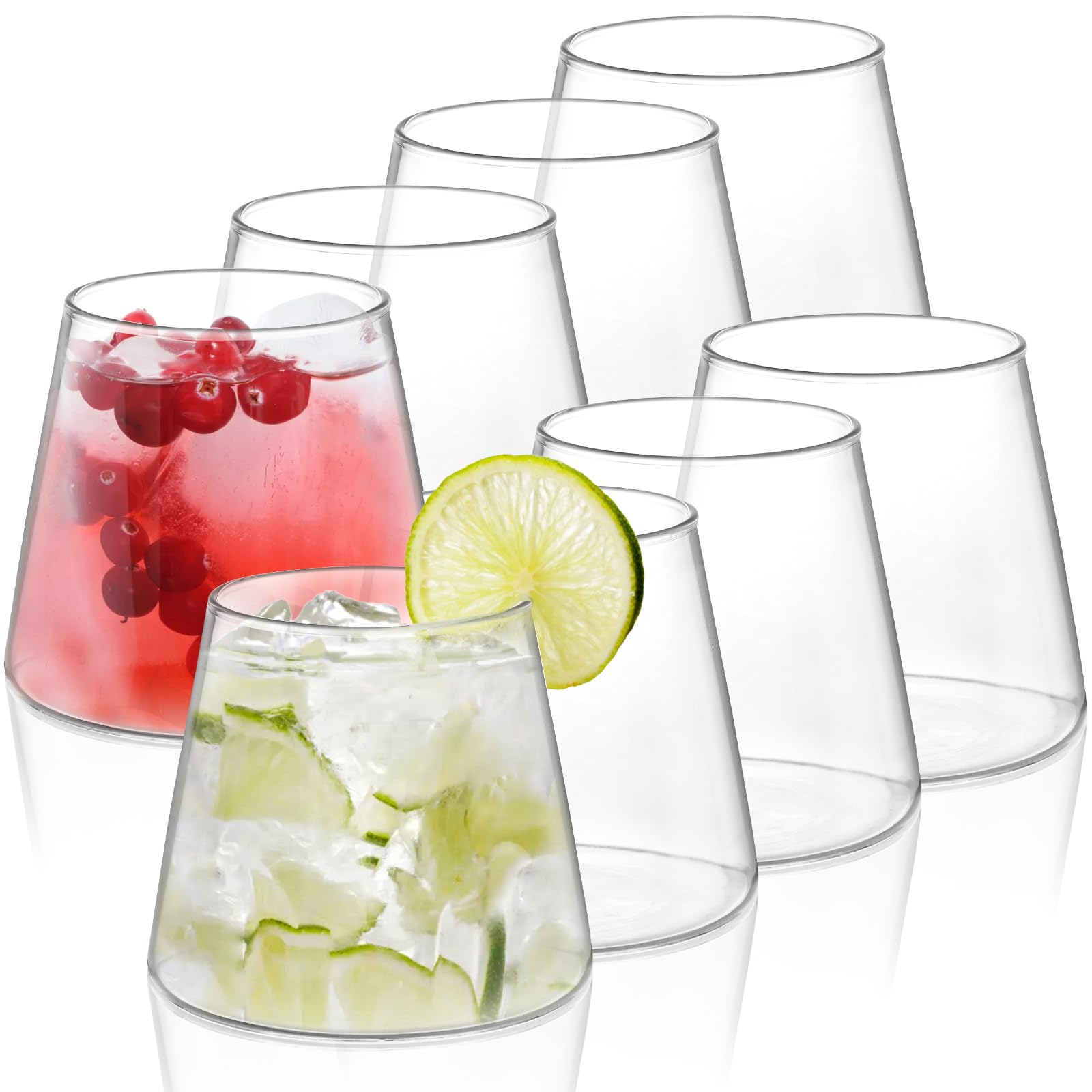 Cididu Set of 8 Water Juice Glasses, 13 Oz Lead-Free Drinking Glasses ...