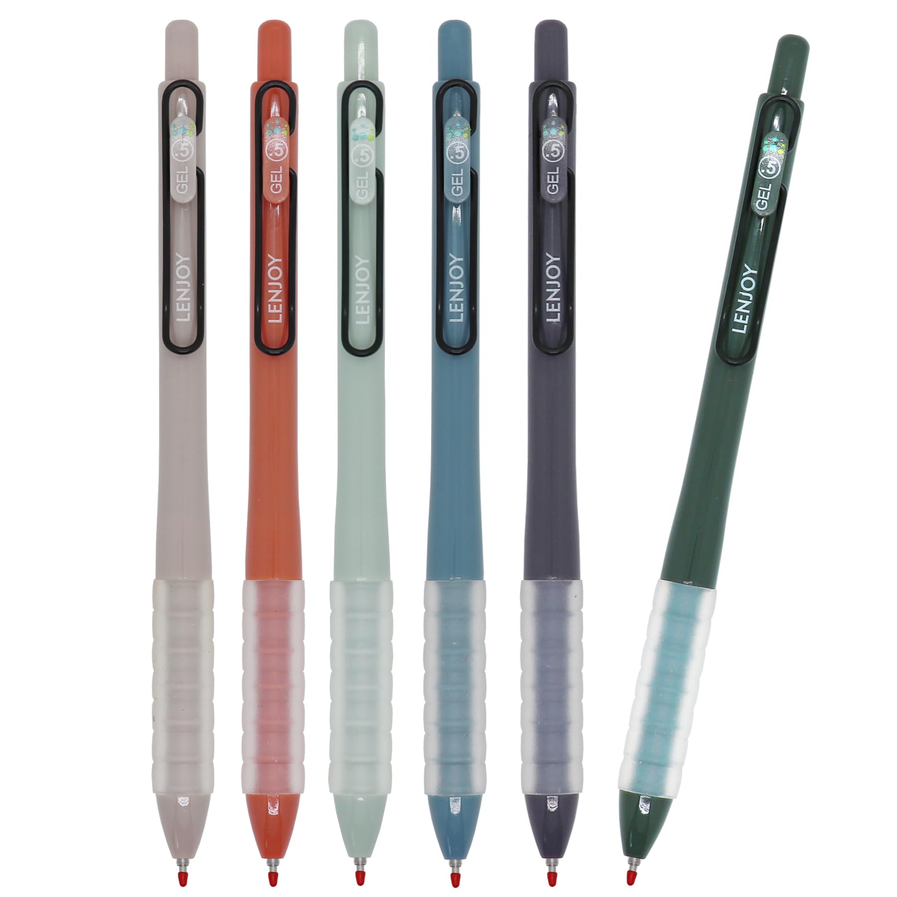 HeTaoCat Retractable Gel Pens, 0.5mm Fine Point, Quick Drying, Writing Drawing, Black ink gel pens, Box of 6 Pens (6)